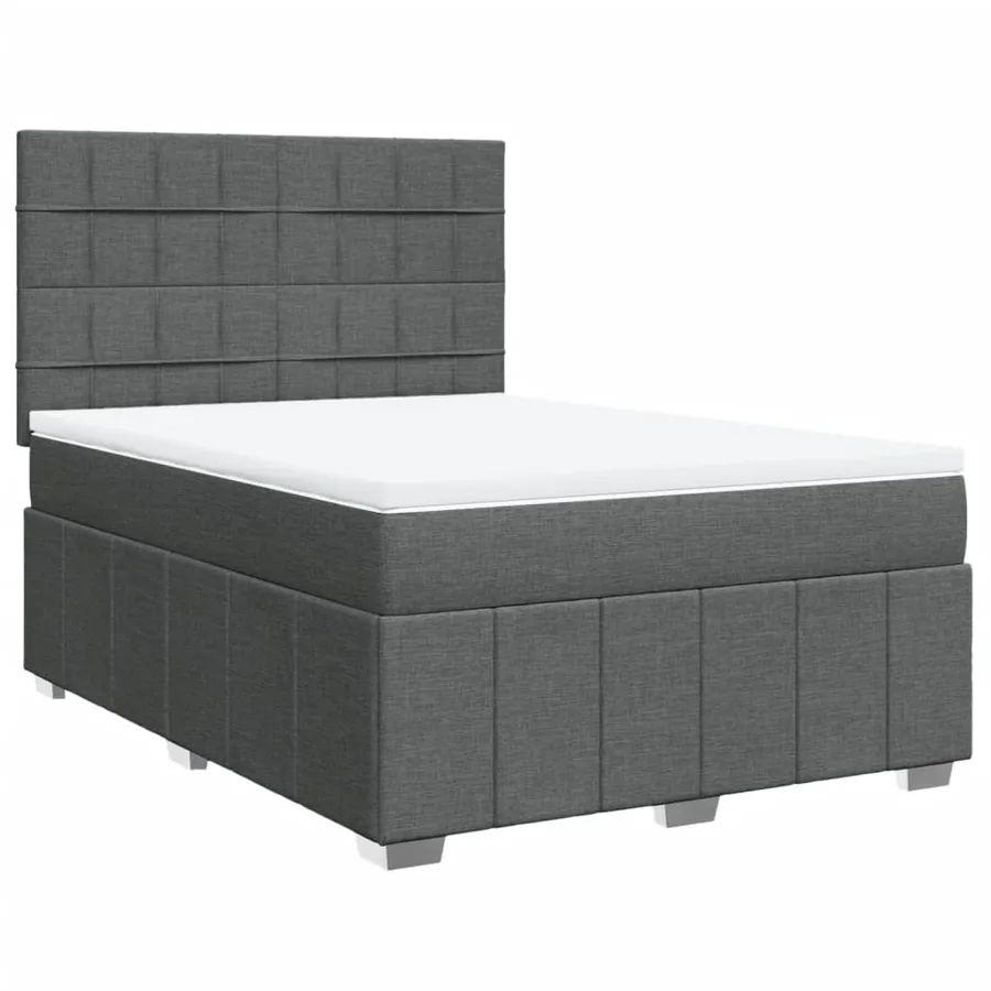 Sommier à lattes de lit avec matelas Gris foncé 140x190cm Tissu - 3