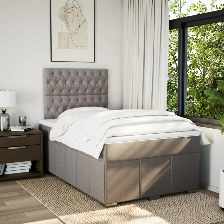 Sommier à lattes de lit avec matelas Taupe 120x200 cm Tissu - 3