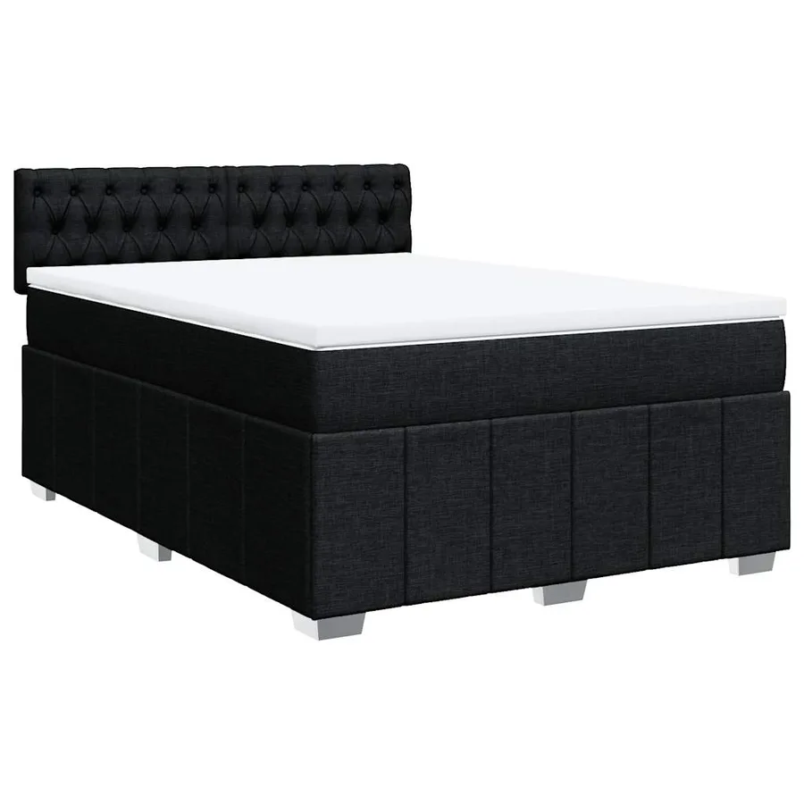 Sommier à lattes de lit avec matelas Noir 140x200 cm Tissu - 2