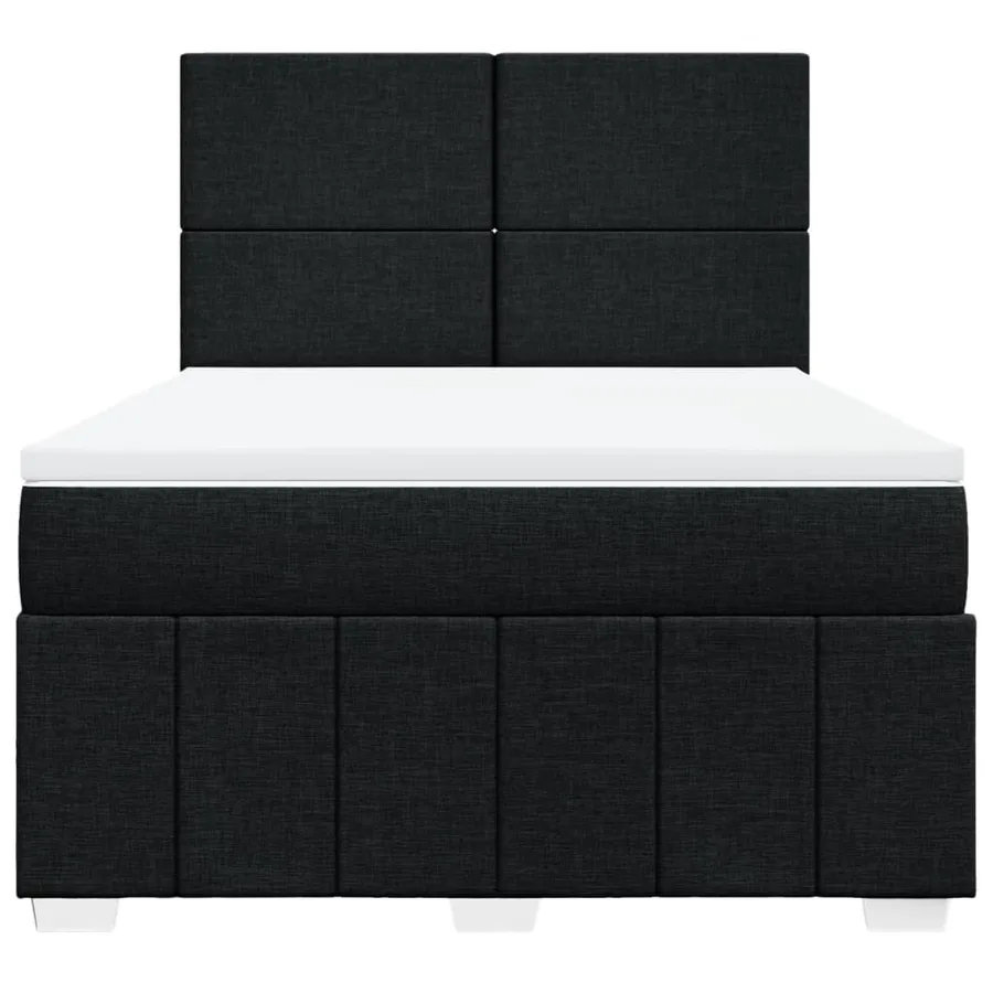 Sommier à lattes de lit avec matelas Noir 140x200 cm Tissu - 4