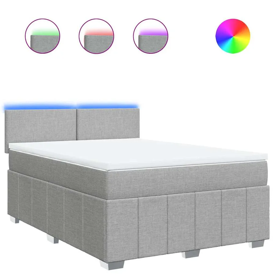 Sommier à lattes de lit avec matelas Gris clair 140x200cm Tissu - 2