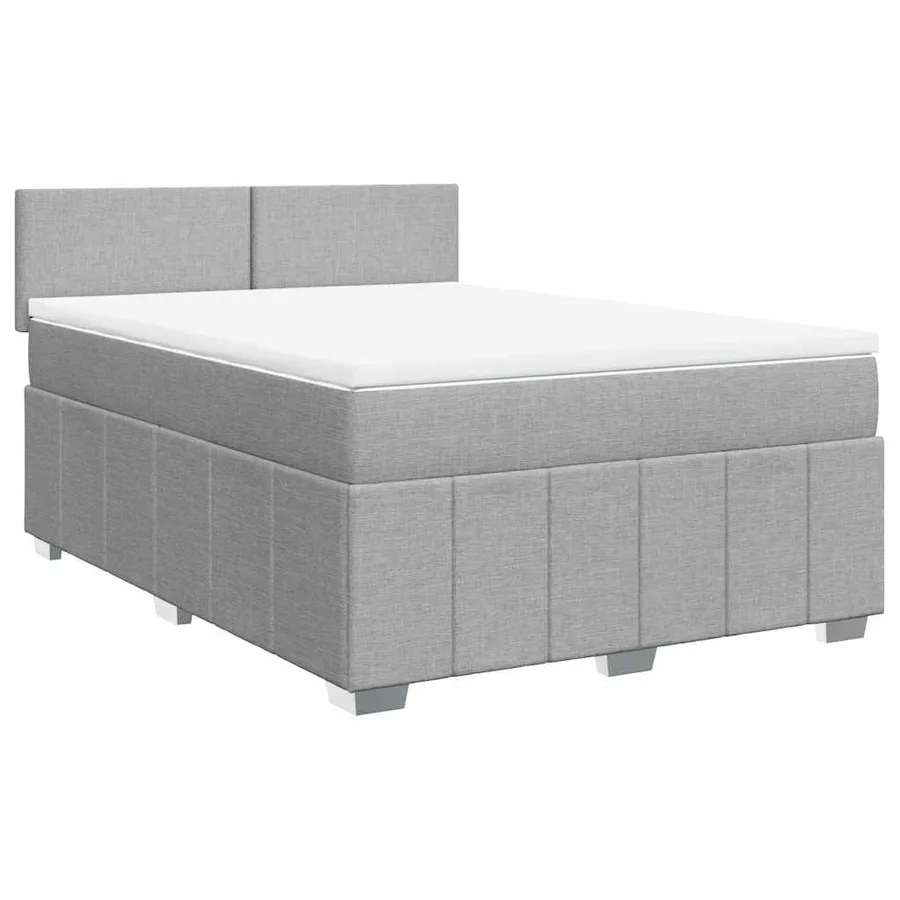Sommier à lattes de lit avec matelas Gris clair 140x200cm Tissu - 3