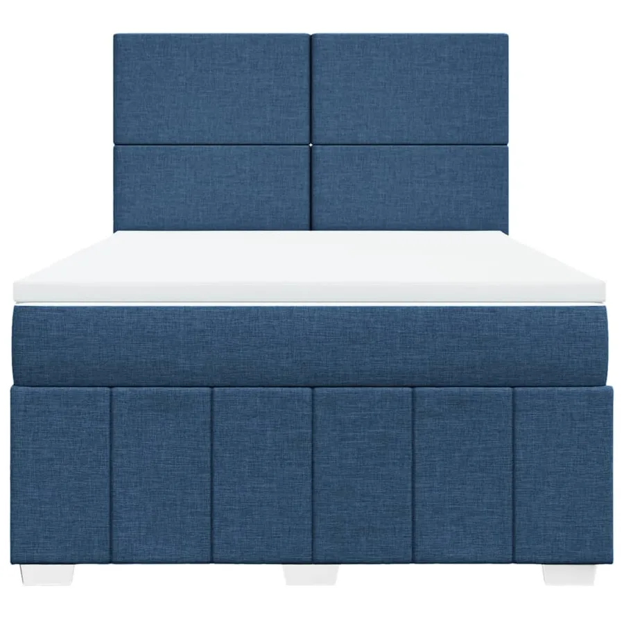 Sommier à lattes de lit avec matelas Bleu 140x200 cm Tissu - 4