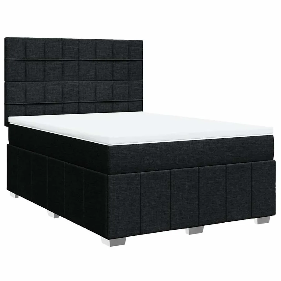 Sommier à lattes de lit avec matelas Noir 140x200 cm Tissu - 3