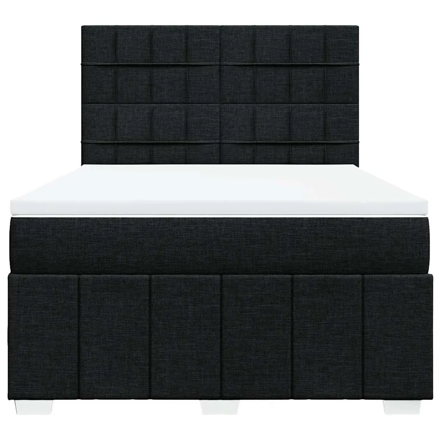 Sommier à lattes de lit avec matelas Noir 140x200 cm Tissu - 6