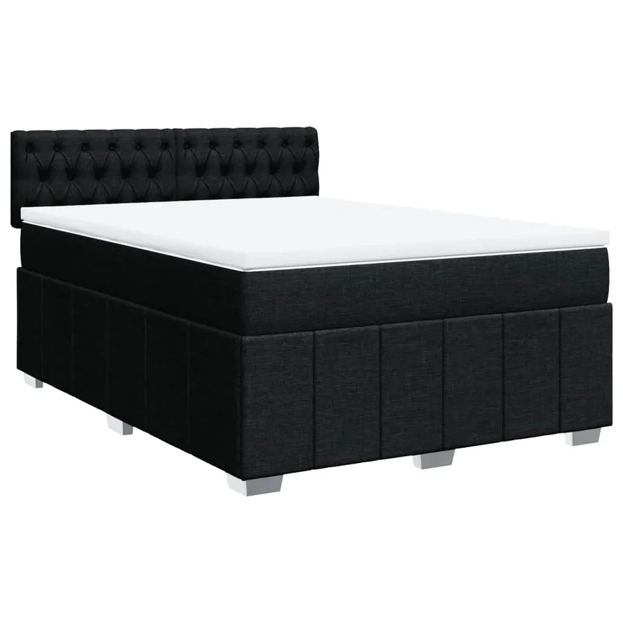 Sommier à lattes de lit avec matelas Noir 140x200 cm Tissu - 3