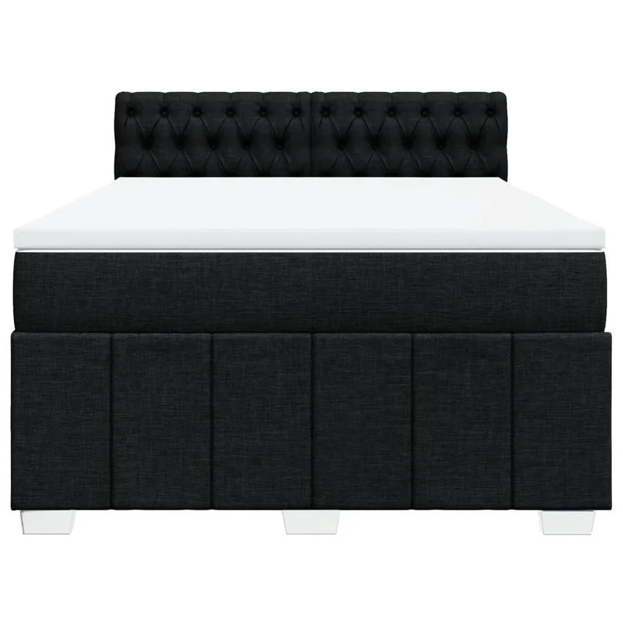 Sommier à lattes de lit avec matelas Noir 140x200 cm Tissu - 6