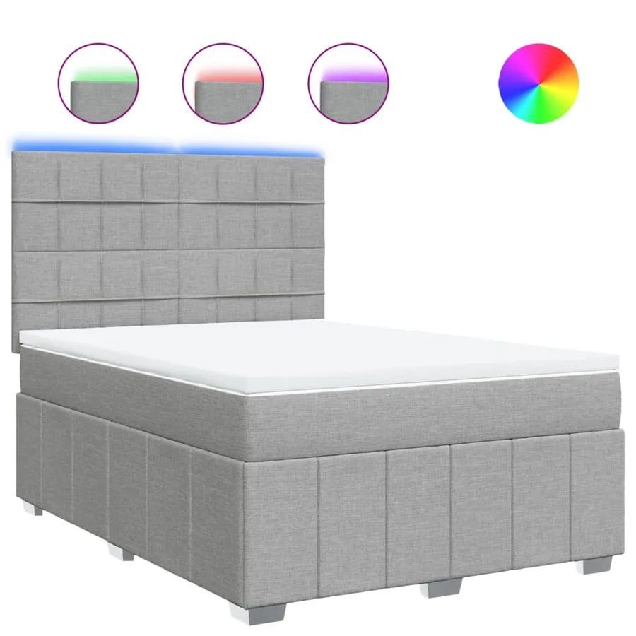 Sommier à lattes de lit avec matelas Gris clair 140x200cm Tissu - 2