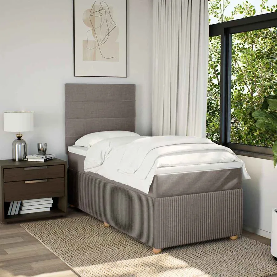 Sommier à lattes de lit avec matelas Taupe 80x200 cm Tissu - 3