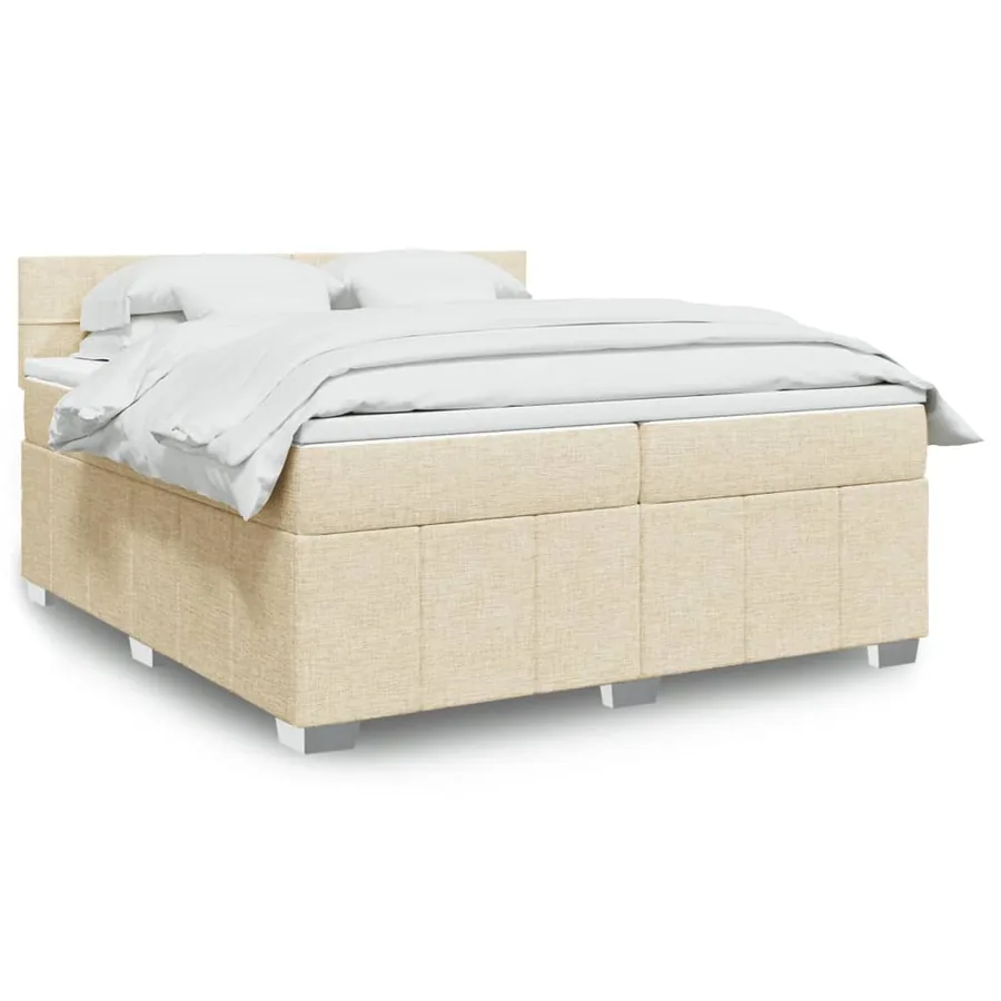 Sommier à lattes de lit avec matelas Crème 200x200 cm Tissu