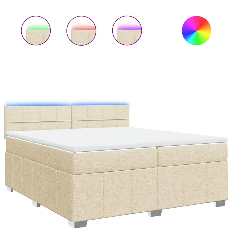 Sommier à lattes de lit avec matelas Crème 200x200 cm Tissu - 2