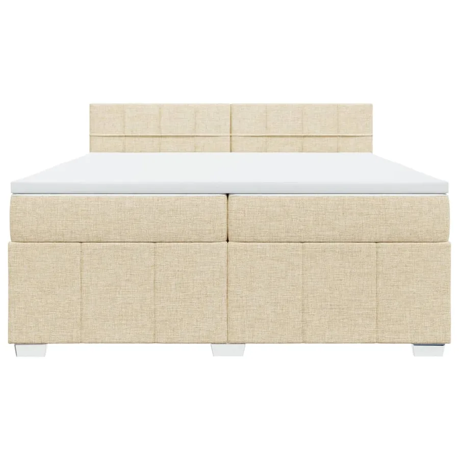 Sommier à lattes de lit avec matelas Crème 200x200 cm Tissu - 6