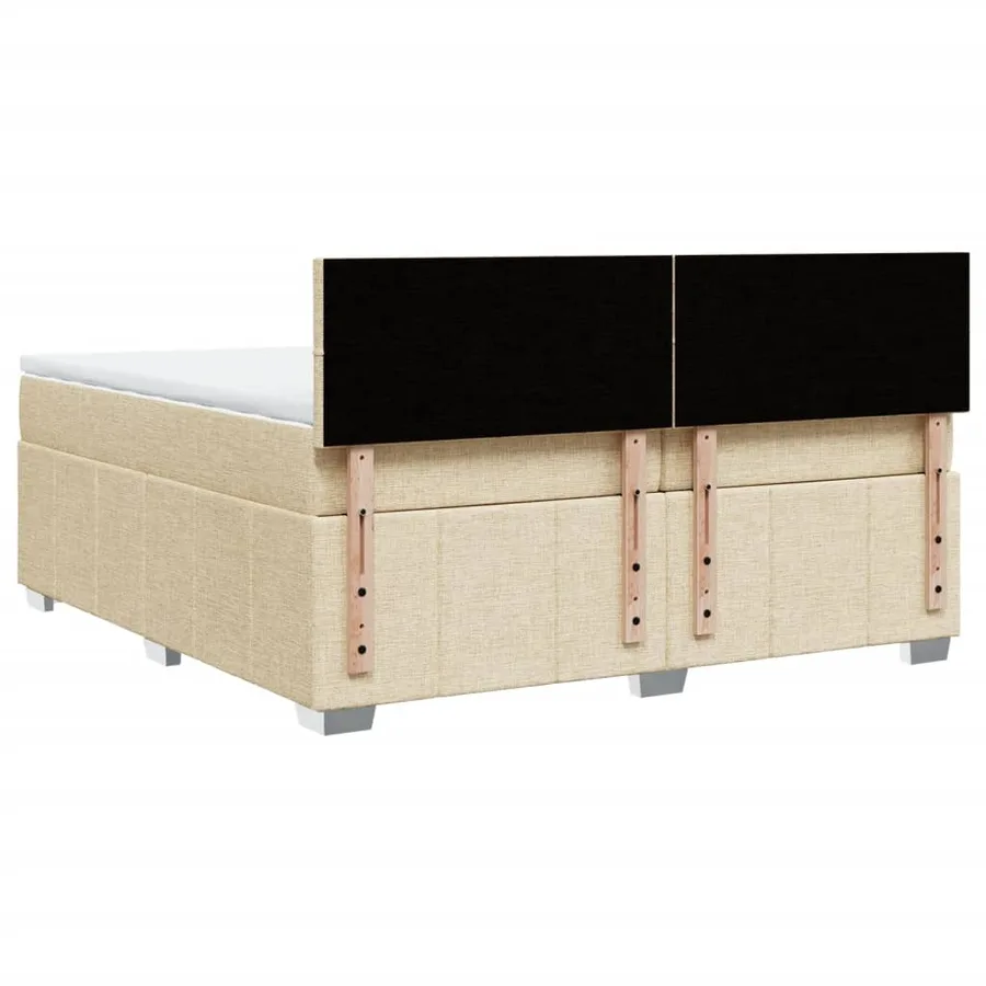 Sommier à lattes de lit avec matelas Crème 200x200 cm Tissu - 8