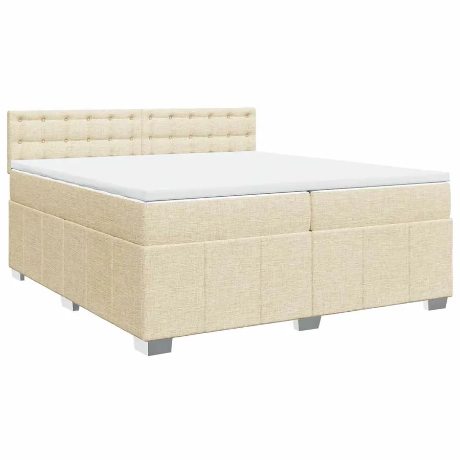 Sommier à lattes de lit avec matelas Crème 200x200 cm Tissu - 2