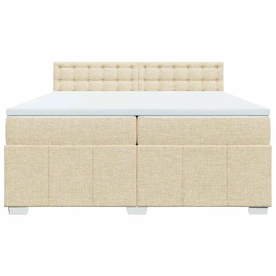 Sommier à lattes de lit avec matelas Crème 200x200 cm Tissu - 4