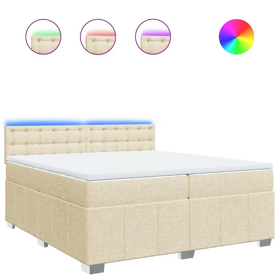 Sommier à lattes de lit avec matelas Crème 200x200 cm Tissu - 2