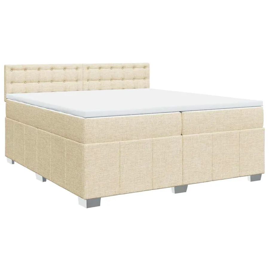 Sommier à lattes de lit avec matelas Crème 200x200 cm Tissu - 3
