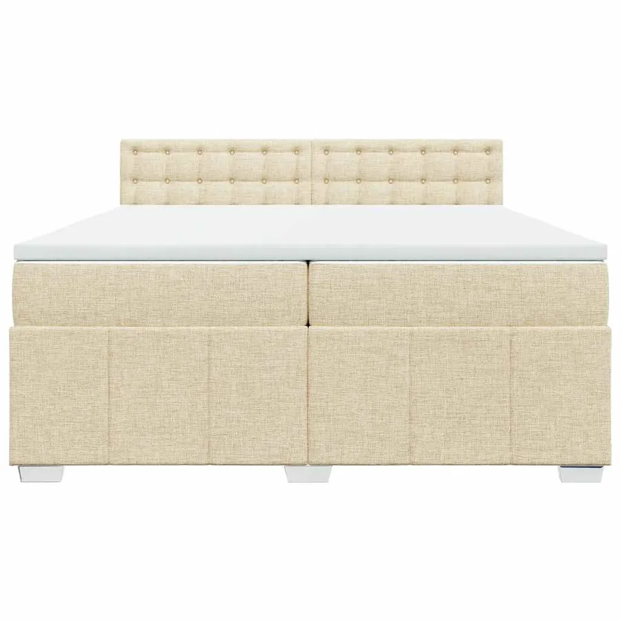 Sommier à lattes de lit avec matelas Crème 200x200 cm Tissu - 6