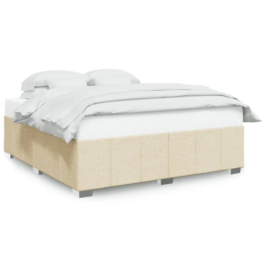 Cadre de lit sans matelas crème 200x200 cm tissu - 2