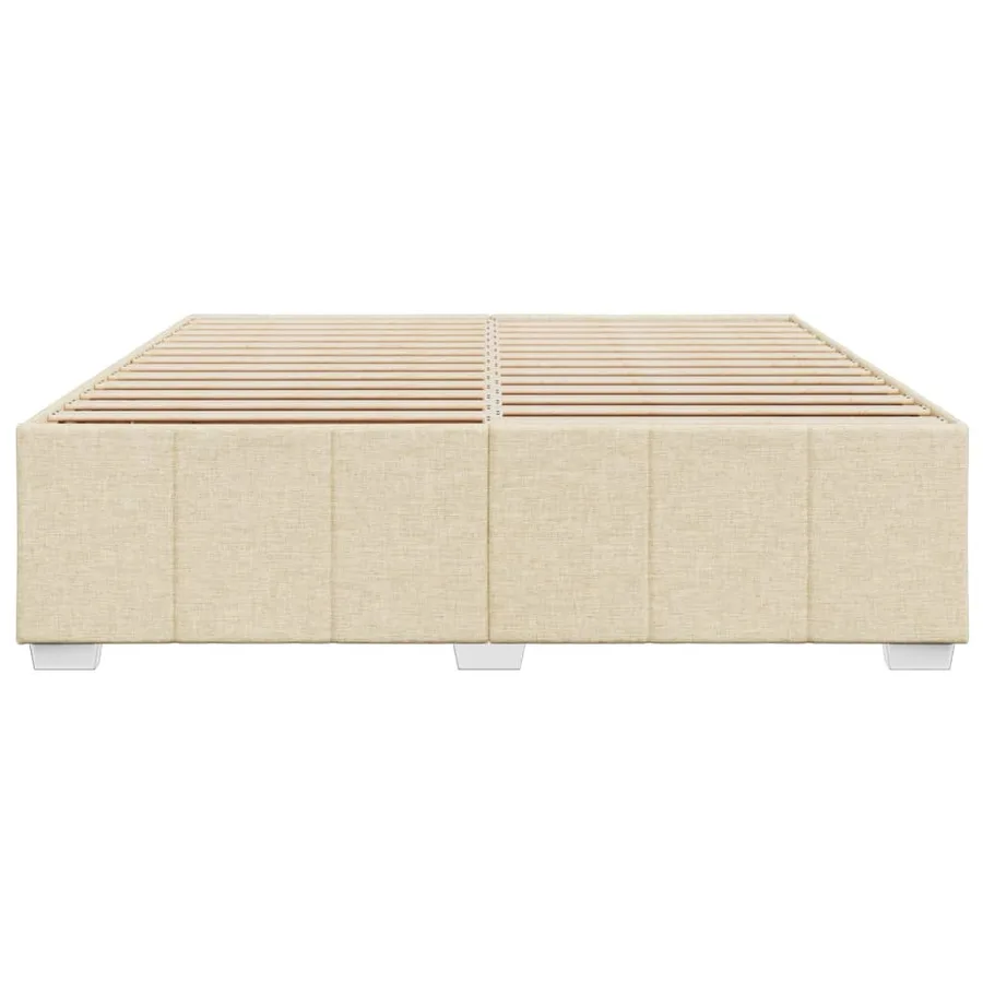 Cadre de lit sans matelas crème 200x200 cm tissu - 4