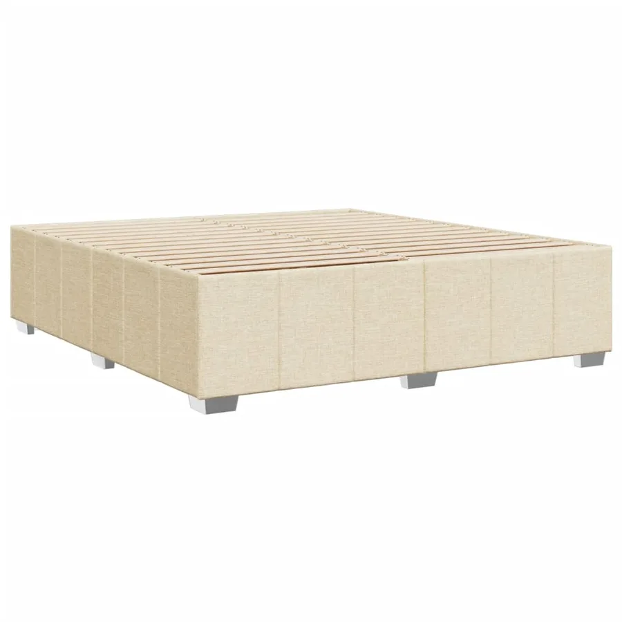 Cadre de lit sans matelas crème 200x200 cm tissu - 6
