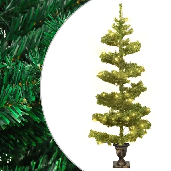 Arbre de Noël hélicoïdal pré-éclairé avec pot vert 120 cm PVC