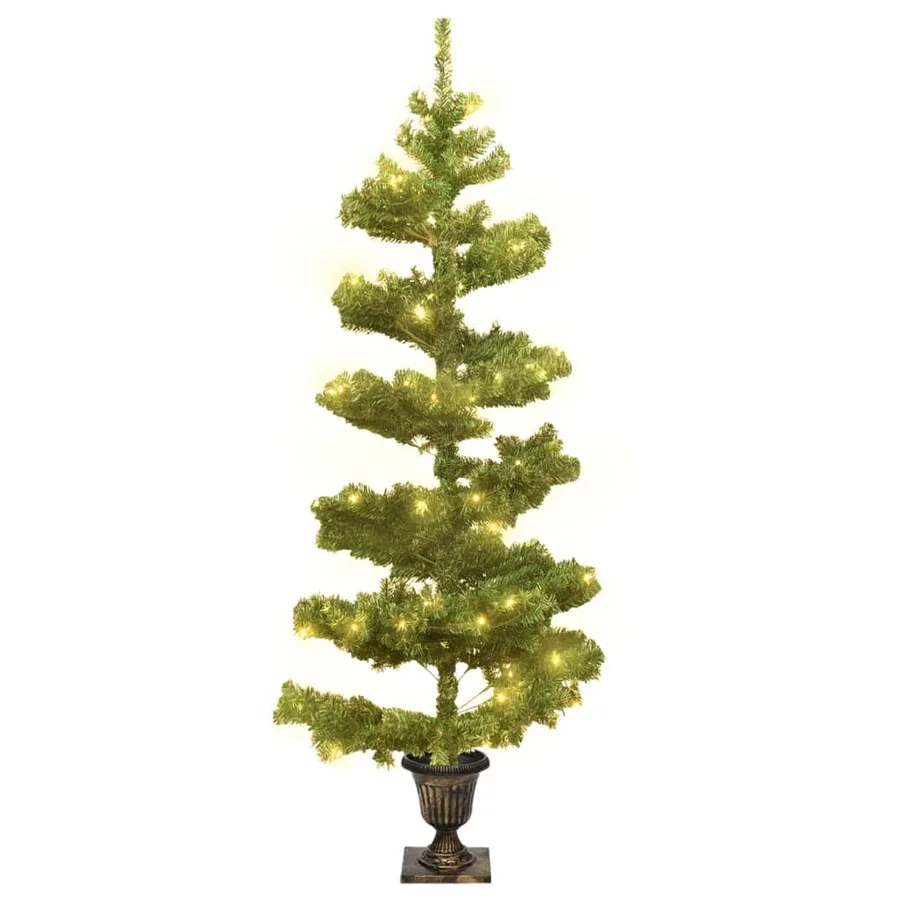 Arbre de Noël hélicoïdal pré-éclairé avec pot vert 120 cm PVC - 2