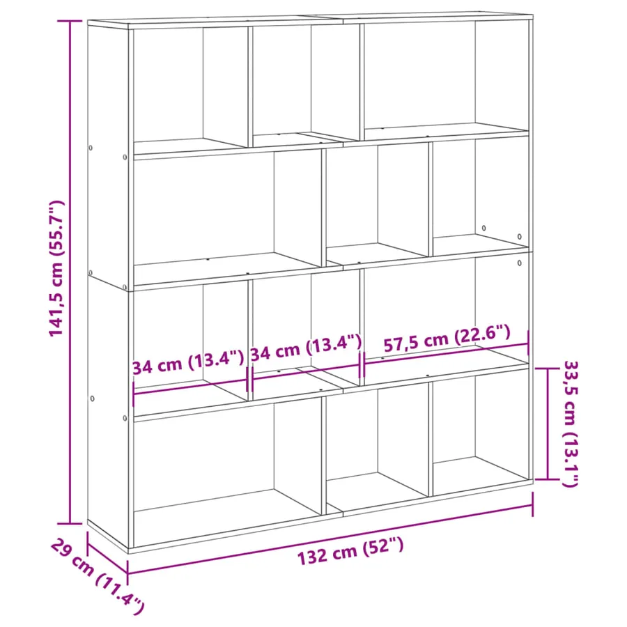 Bibliothèque chêne fumé 132x29x141,5 cm bois d'ingénierie - 11