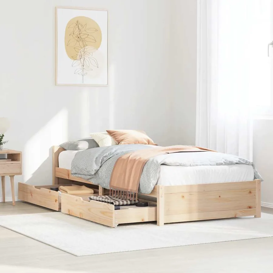 Cadre de lit sans matelas 100x200 cm bois massif de pin