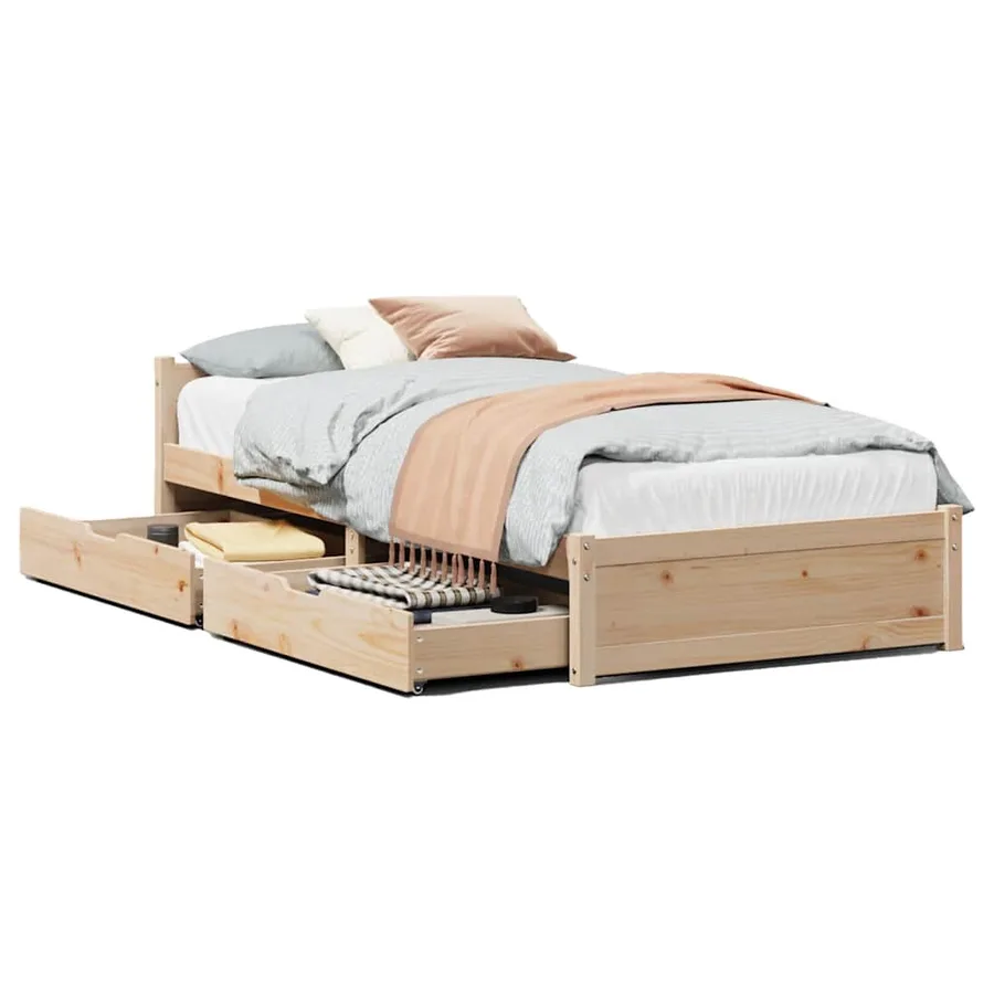 Cadre de lit sans matelas 100x200 cm bois massif de pin - 2