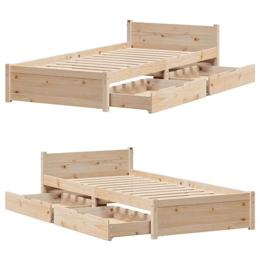 Cadre de lit sans matelas 100x200 cm bois massif de pin - 9