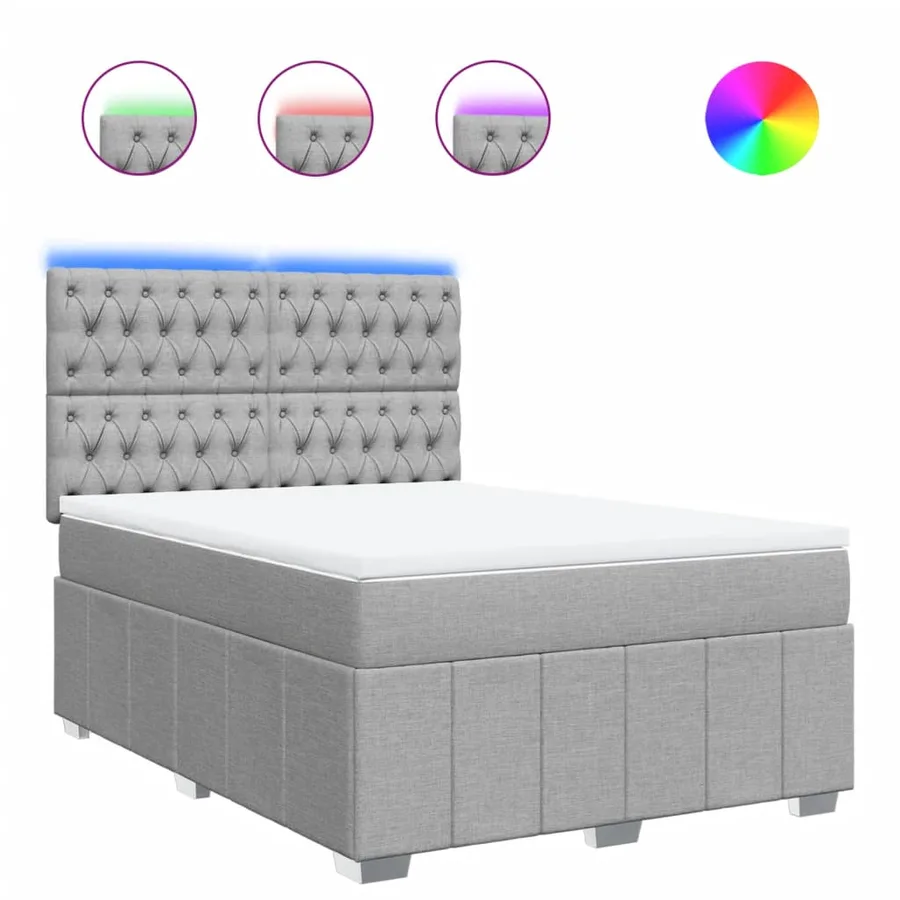 Sommier à lattes de lit avec matelas Gris clair 140x190cm Tissu - 2