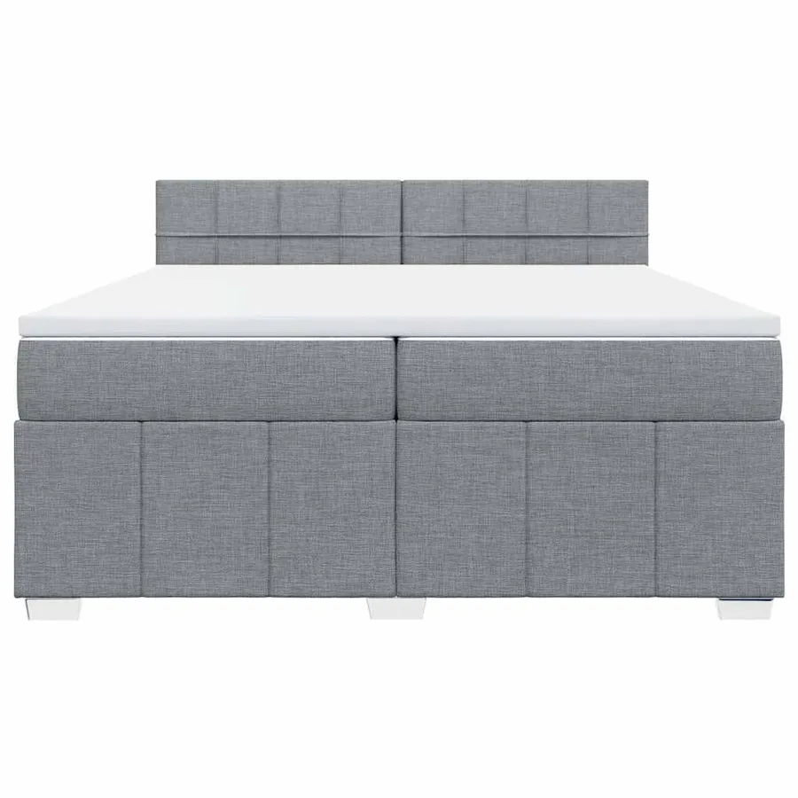 Sommier à lattes de lit avec matelas Gris clair 200x200cm Tissu - 4
