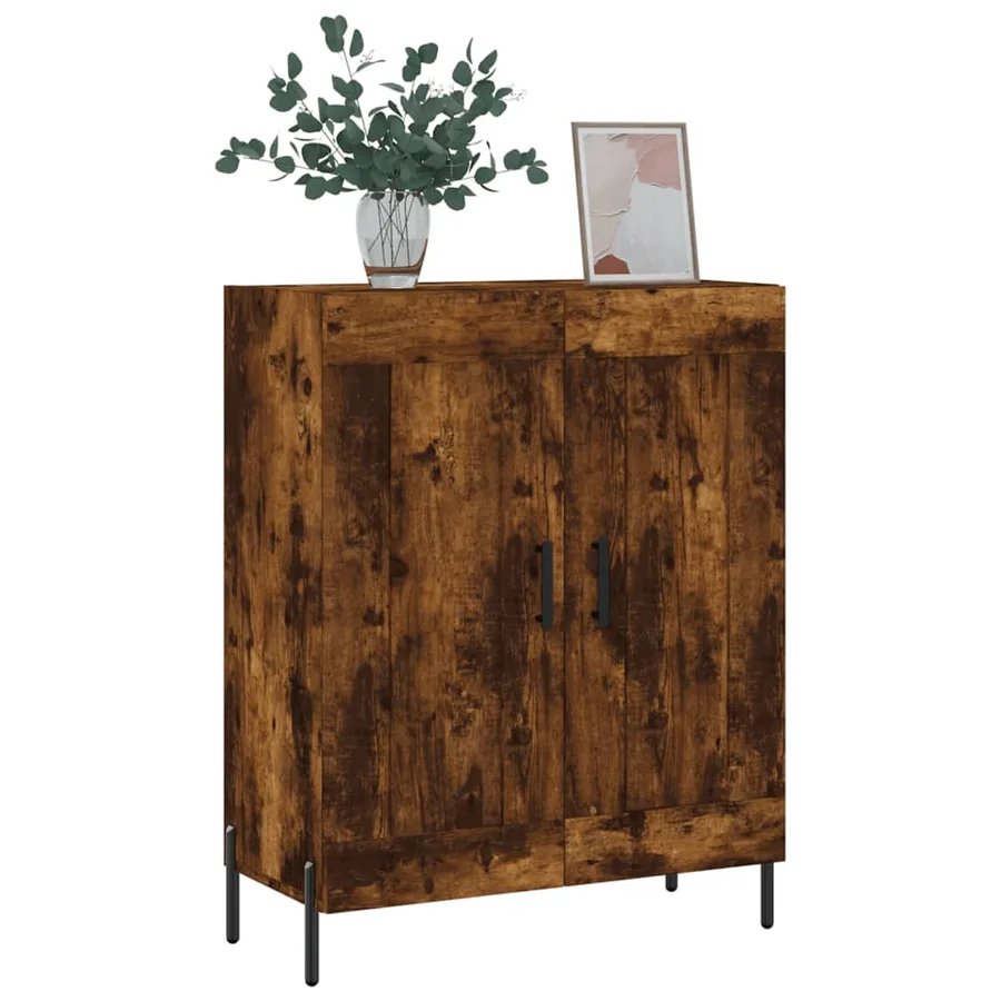 Buffet chêne fumé 69,5x34x90 cm bois d'ingénierie - 3