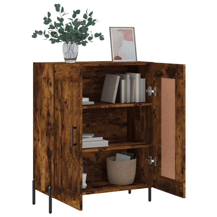 Buffet chêne fumé 69,5x34x90 cm bois d'ingénierie - 4