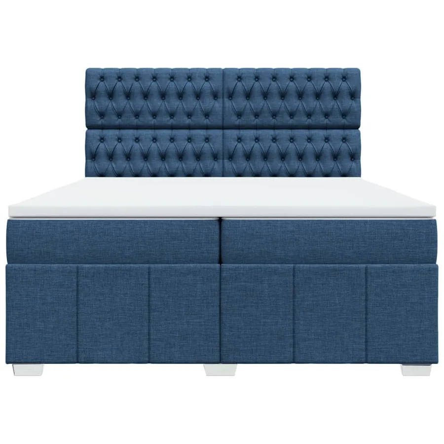 Sommier à lattes de lit avec matelas Bleu 200x200 cm Tissu - 4