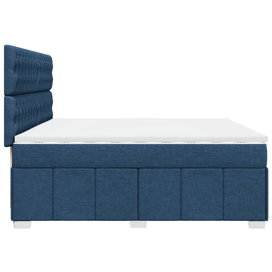Sommier à lattes de lit avec matelas Bleu 200x200 cm Tissu - 5