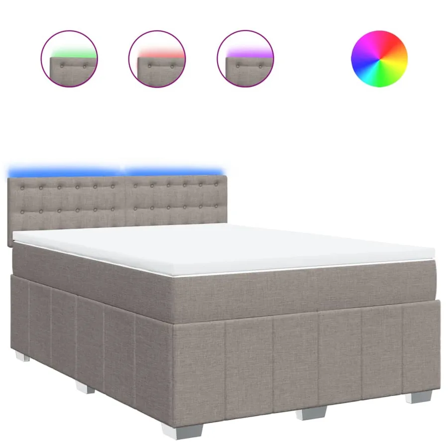 Sommier à lattes de lit avec matelas Taupe 140x200 cm Tissu - 2