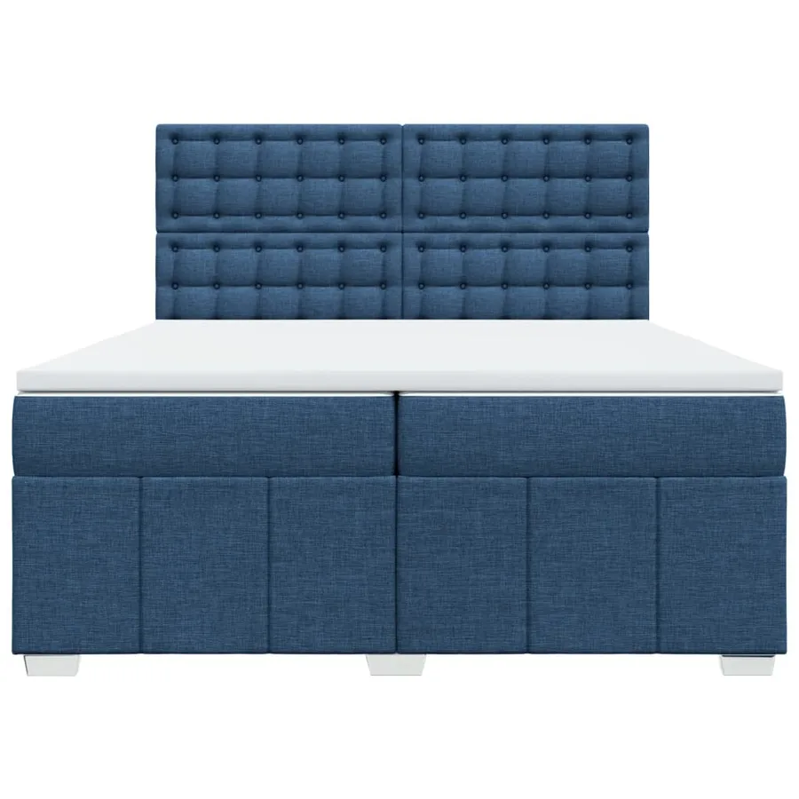 Sommier à lattes de lit avec matelas Bleu 200x200 cm Tissu - 4