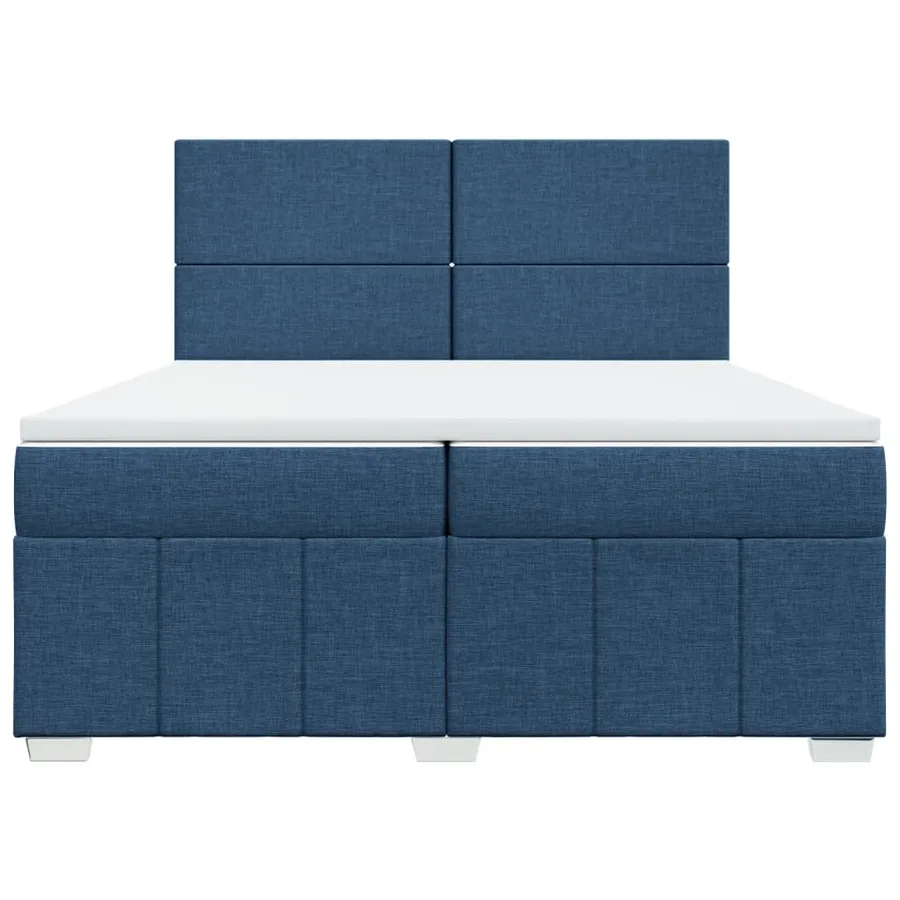 Sommier à lattes de lit avec matelas Bleu 200x200 cm Tissu - 4