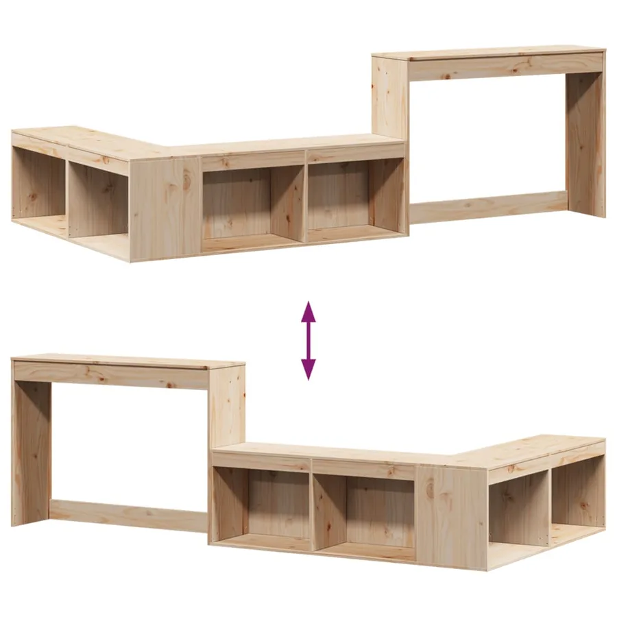 Table de chevet avec bureau 222x107x75 cm bois de pin massif - 7