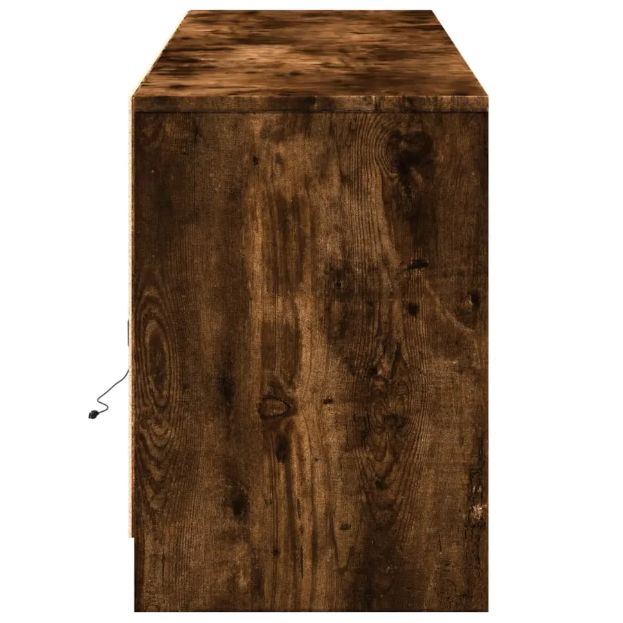 Meuble TV avec LED chêne fumé 180x34x50 cm bois d'ingénierie - 7
