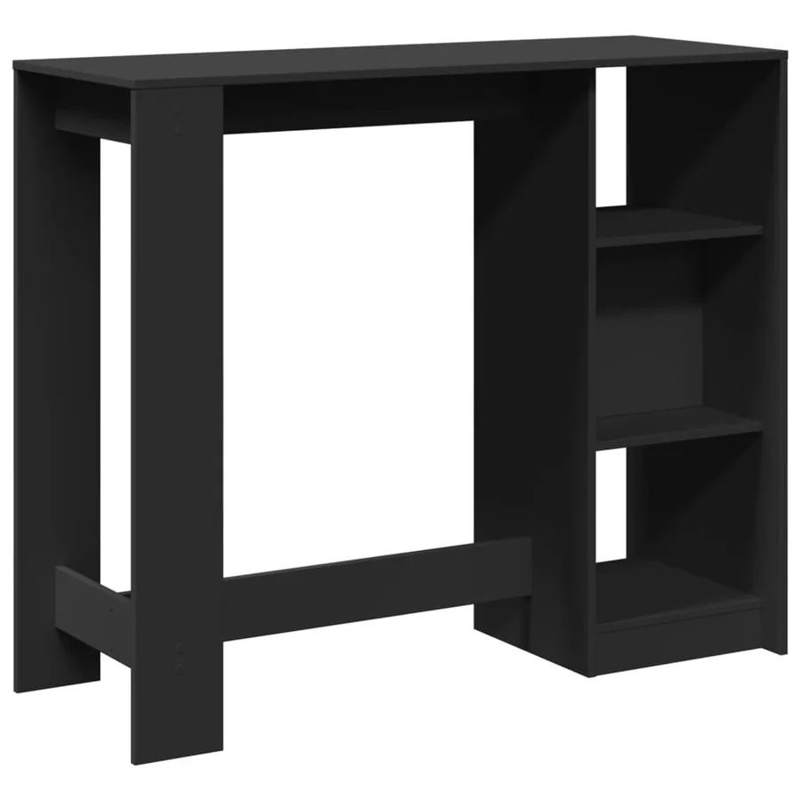 Table de bar avec étagère noir 124x46x103,5cm bois d'ingénierie - 6