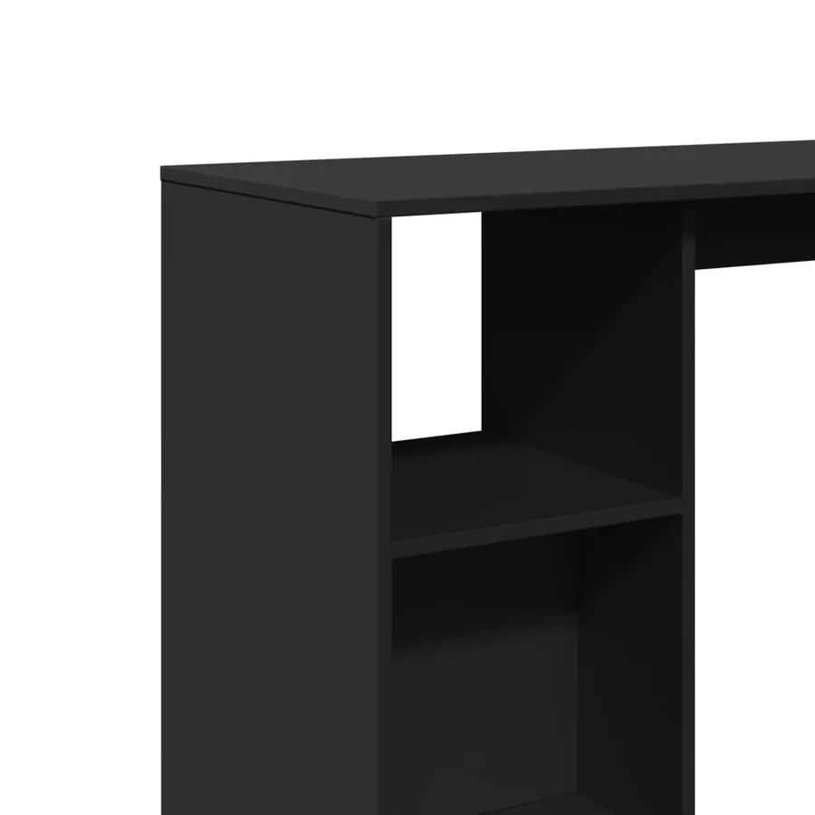 Table de bar avec étagère noir 124x46x103,5cm bois d'ingénierie - 7