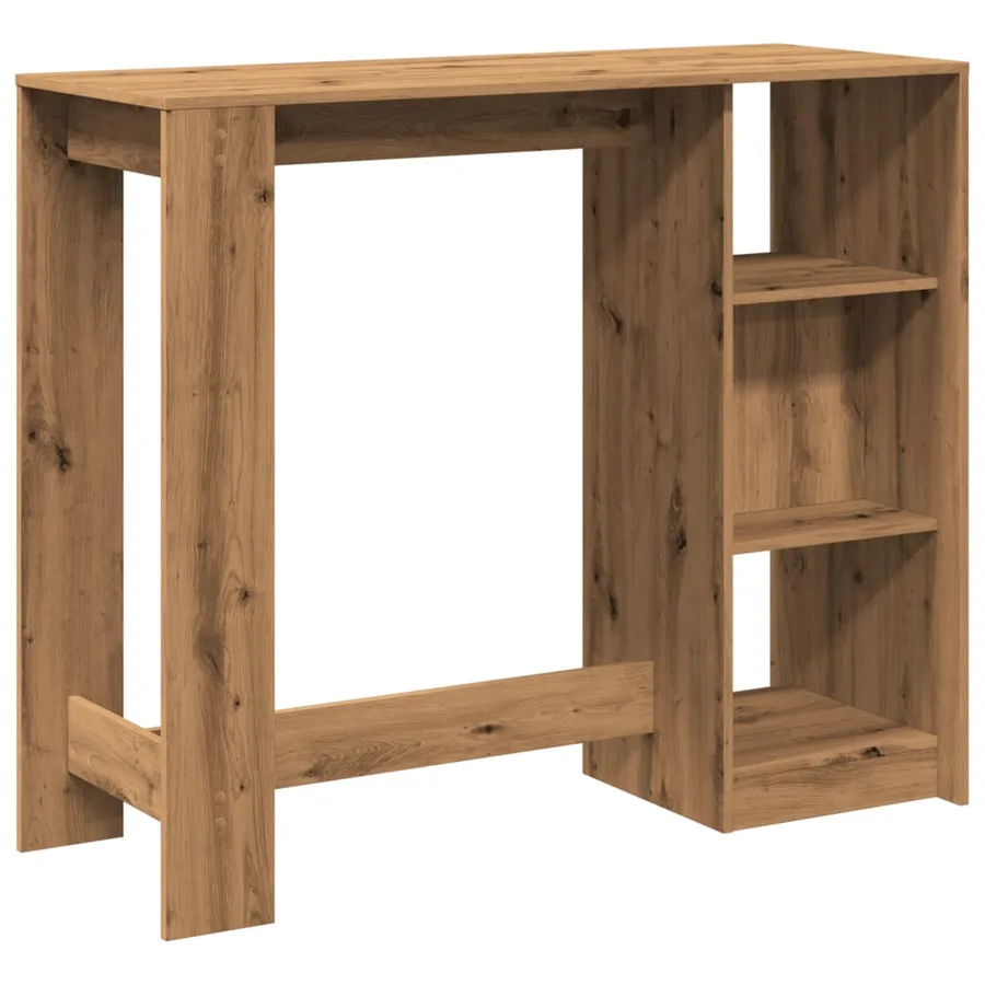 Table de bar avec étagère chêne artisanal bois d'ingénierie - 6