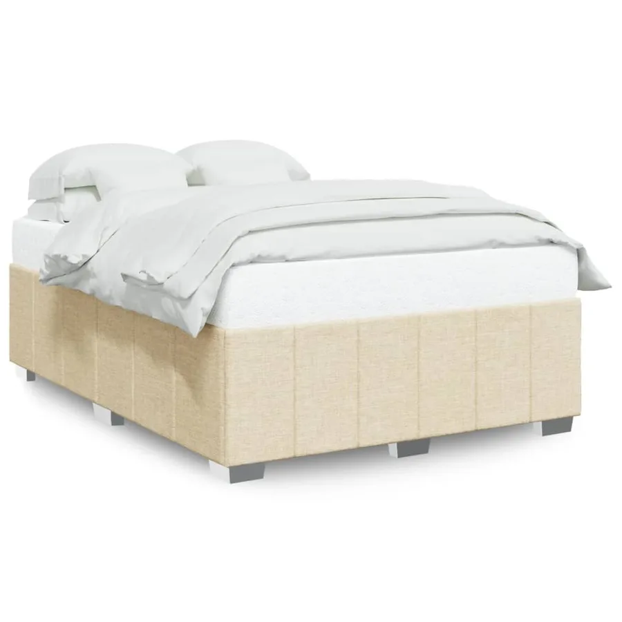 Cadre de lit sans matelas crème 140x200 cm tissu - 2