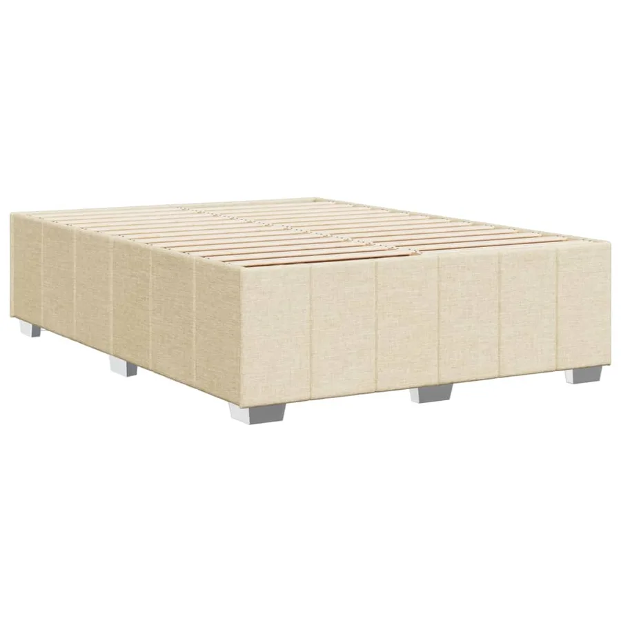 Cadre de lit sans matelas crème 140x200 cm tissu - 6
