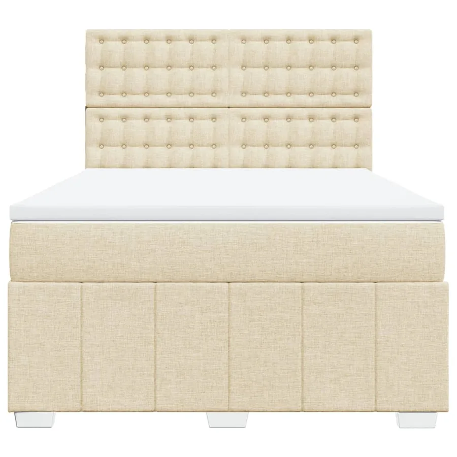 Sommier à lattes de lit avec matelas Crème 140x200 cm Tissu - 6