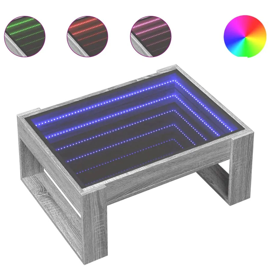 Table basse avec LED infini sonoma gris 70x53x30 cm - 2