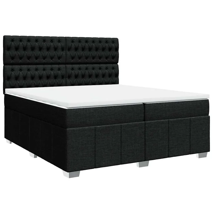 Sommier à lattes de lit avec matelas Noir 200x200 cm Tissu - 3